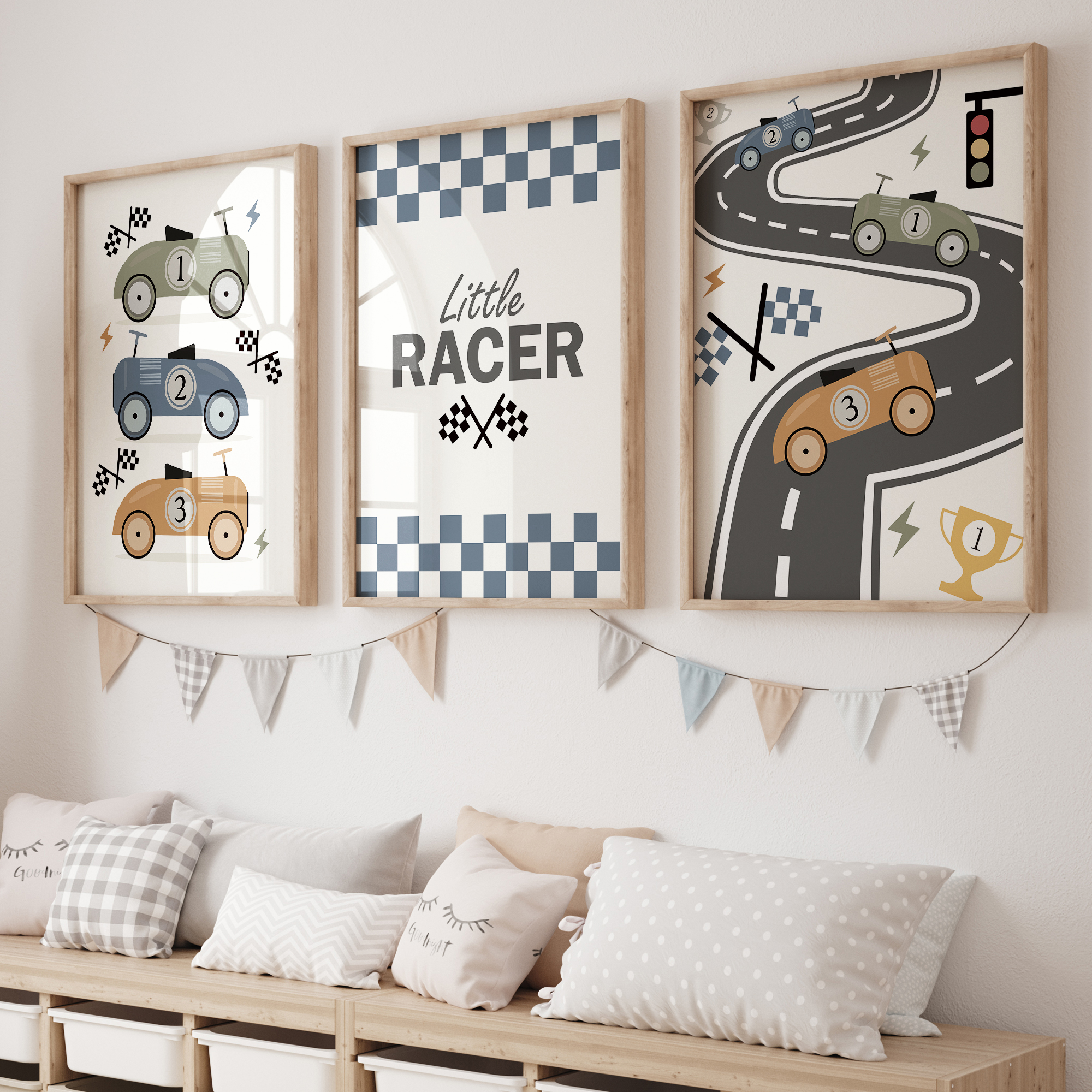 Photography Gallery - 3pcs Minimalist,Cartoon Car Racing Track Theme