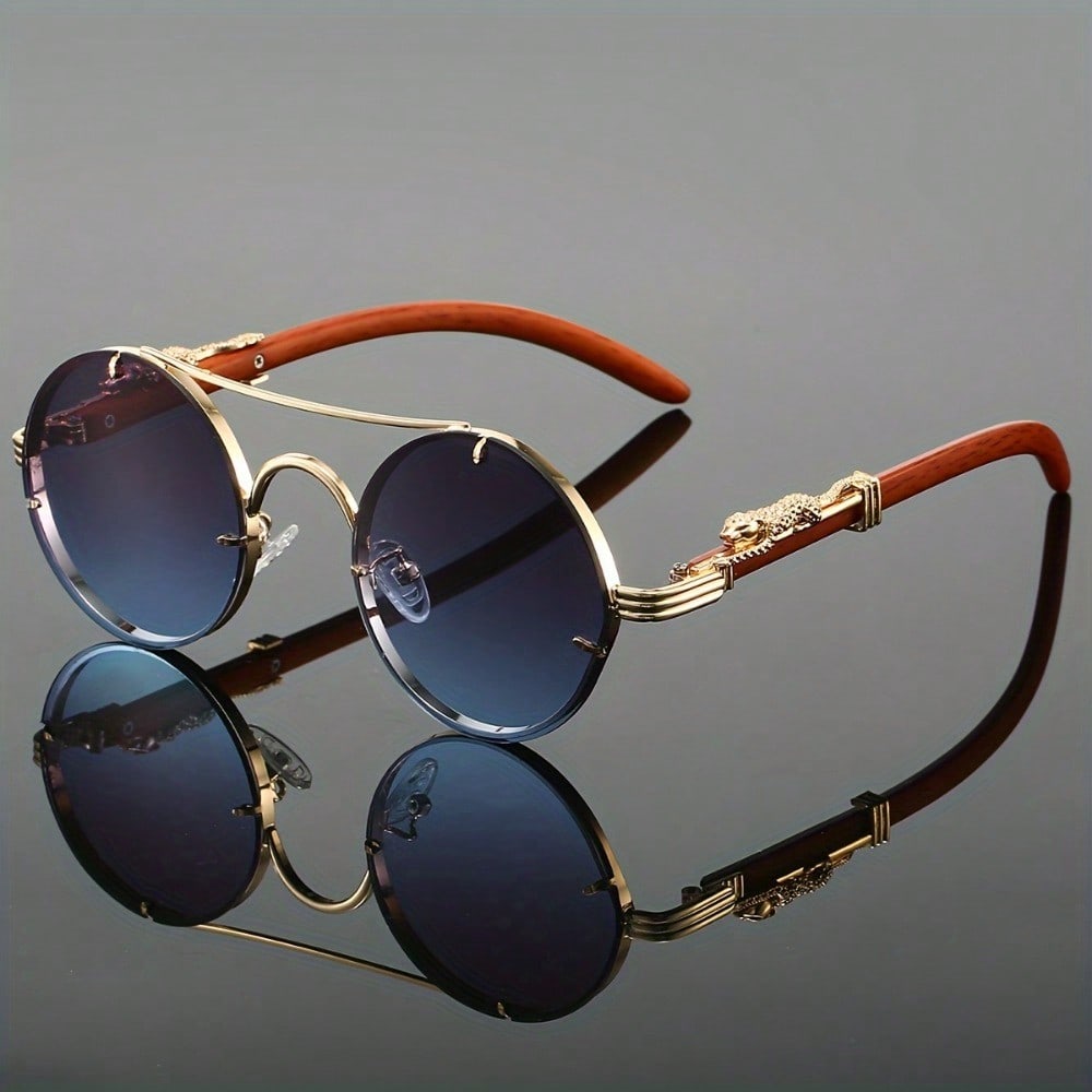 Photography Fashion - Stylish Round Metal Frame Sunglasses -