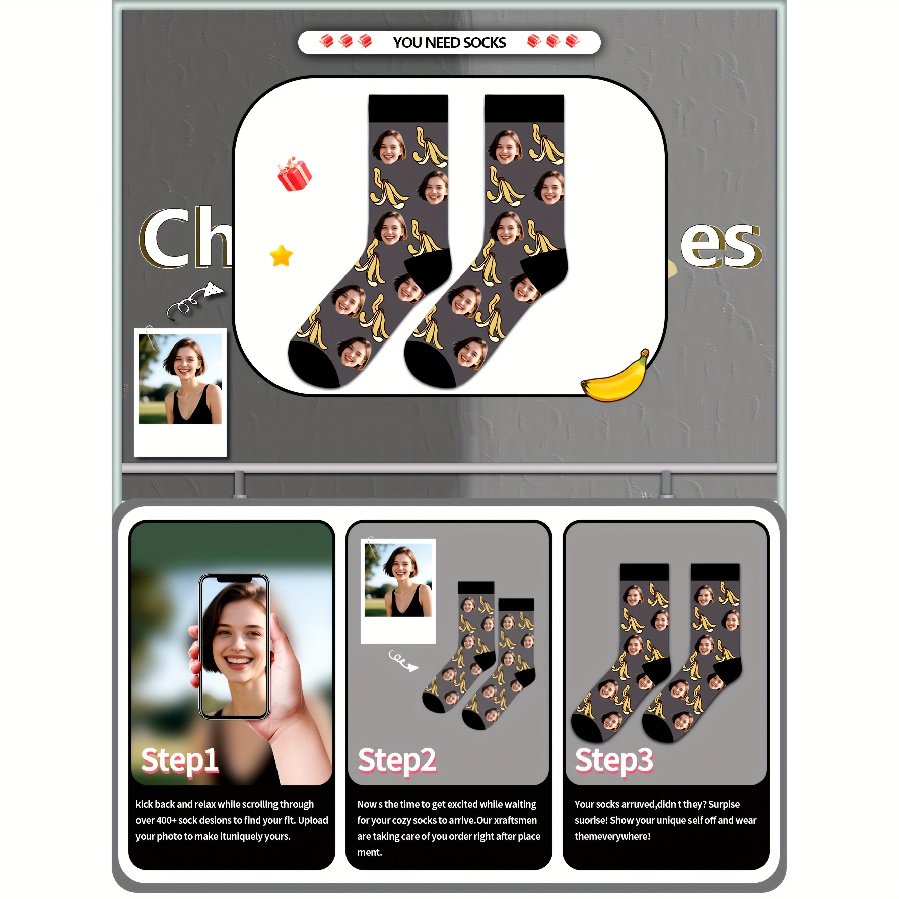 1 pair of customized photo fac – Photographic Memory Bewertung und Preis